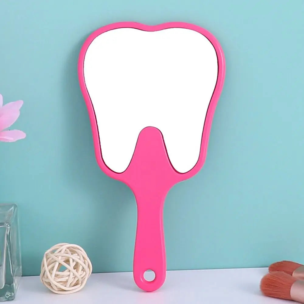 1PC Tooth Shaped Handheld Mirror Cute Makeup Mirror Durable High Definition Dental Mirrors Gifts