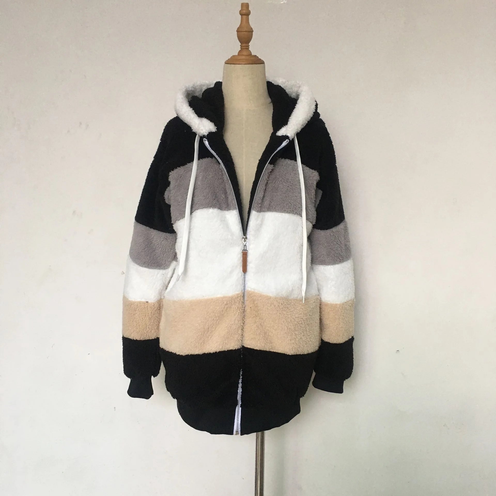 Women Oversized Plush Hoodie Coat Winter Outerwear Jacket With Pockets