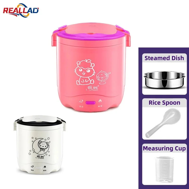 1.2L Electric Mini Rice Cooker Warmer Automatic Insulation Portable MultiCooker Household Rice Cookers Portable Lunchbox Office