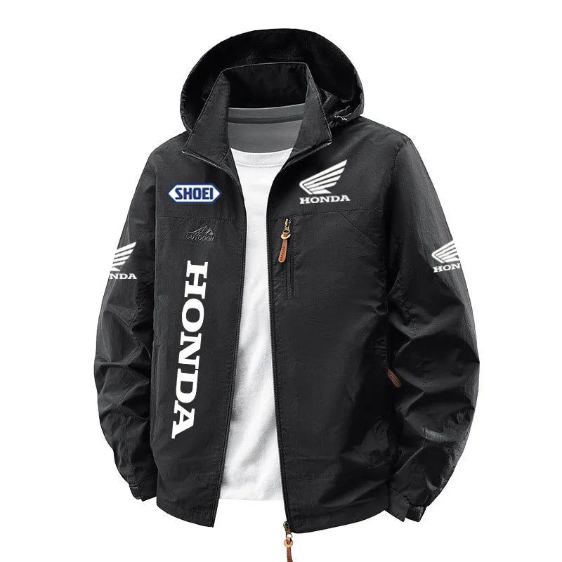 Spring Jacket, Honda Motorcycle Jacket, Racing , Men's Sports Zipper, Hook-Top, Fashionable Men's Sun-Protective The hat is deta