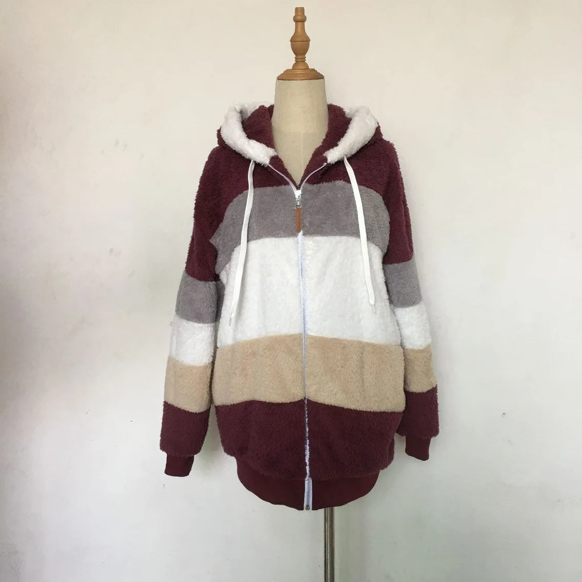 Women Oversized Plush Hoodie Coat Winter Outerwear Jacket With Pockets