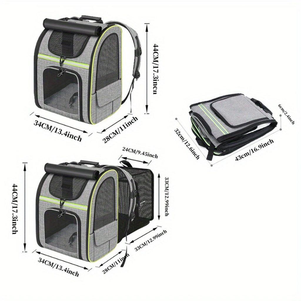 Cat Carrier Dog Backpack Expandable Large, Portable Breathable Rucksack with Front Opening-Mesh Window-Pockets