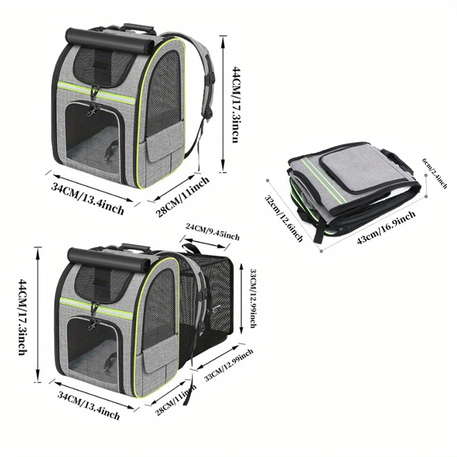 Cat Carrier Dog Backpack Expandable Large, Portable Breathable Rucksack with Front Opening-Mesh Window-Pockets