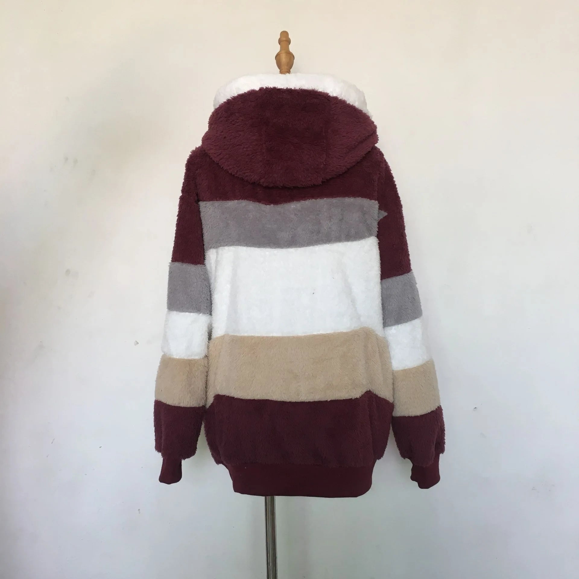 Women Oversized Plush Hoodie Coat Winter Outerwear Jacket With Pockets