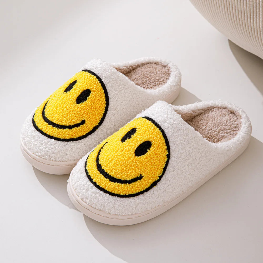 Hot selling smiling cotton slippers Anti slip couple shoes winter home indoor waterproof all-wrapped with men women cotton Shoes