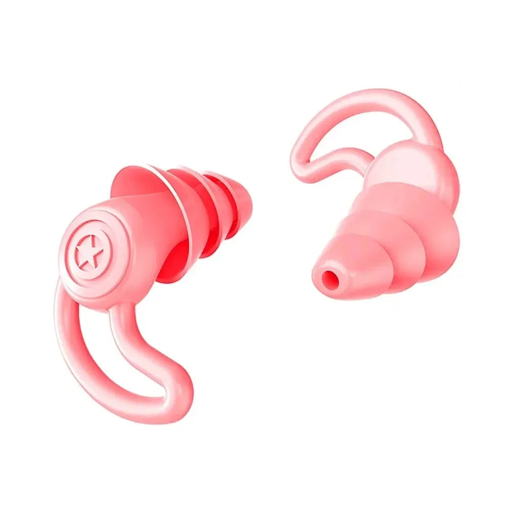 HUAK 3 Layer Ear  Work & Swim Silicone Earplugs – Noise Protection for Factories  Waterproof for Pools, Comfortable All Shift