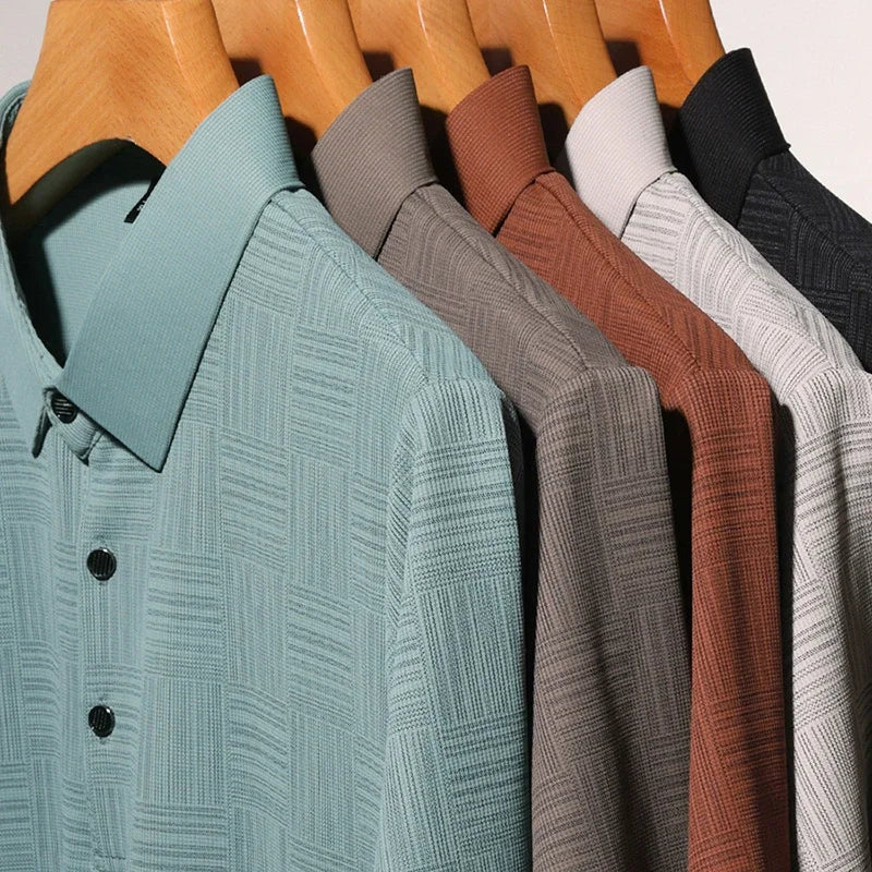 Men's New Printed Business Casual Short sleeved POLO Shirt Fashion Short sleeved Comfortable and Breathable Top