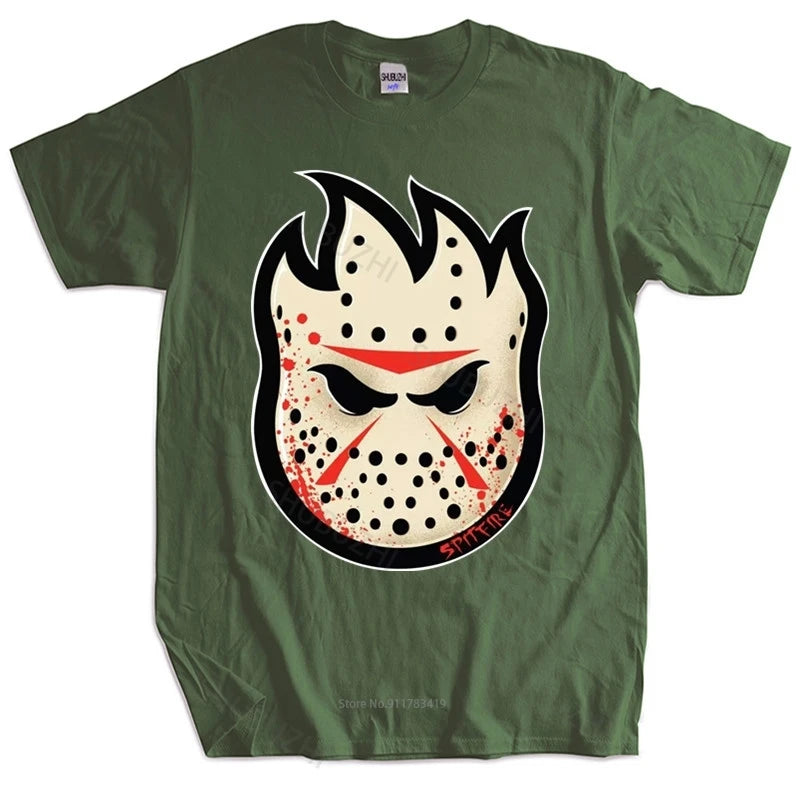Male Black Tshirt Spitfire Fireball Horror Bighead Personality Originality Fashion Unisex Teeshirt Euro Size men cotton top tees