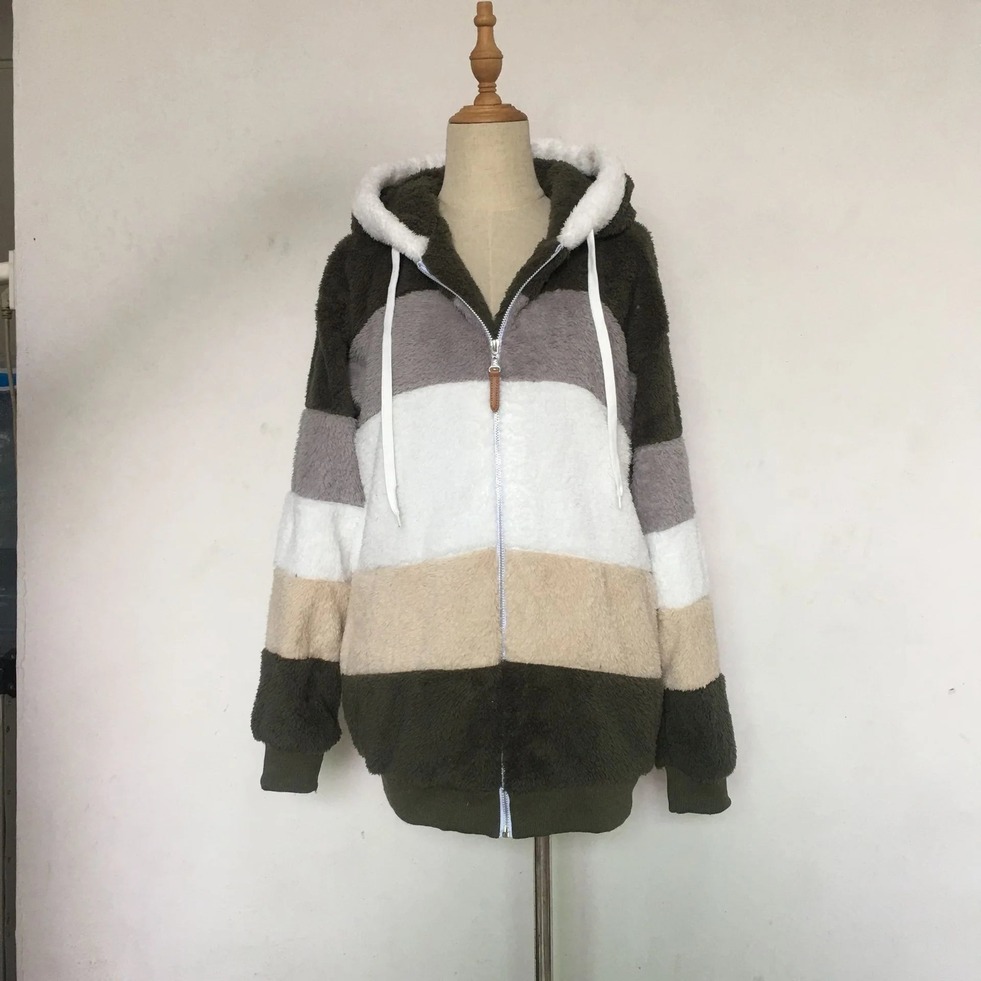 Women Oversized Plush Hoodie Coat Winter Outerwear Jacket With Pockets
