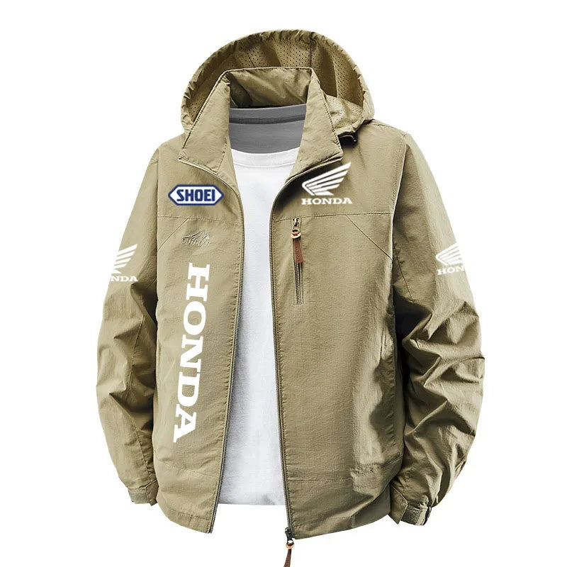 Spring Jacket, Honda Motorcycle Jacket, Racing , Men's Sports Zipper, Hook-Top, Fashionable Men's Sun-Protective The hat is deta