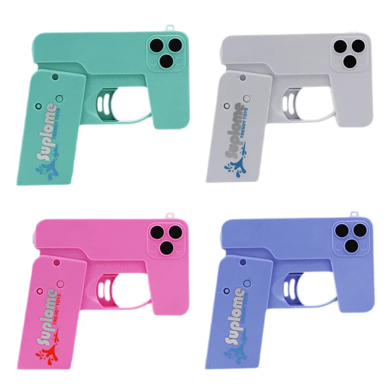 Mini Folding Mobile Phone Water Gun, Manual Continuous Dual Head Water Gun, Summer Water Play And Decompression Toy
