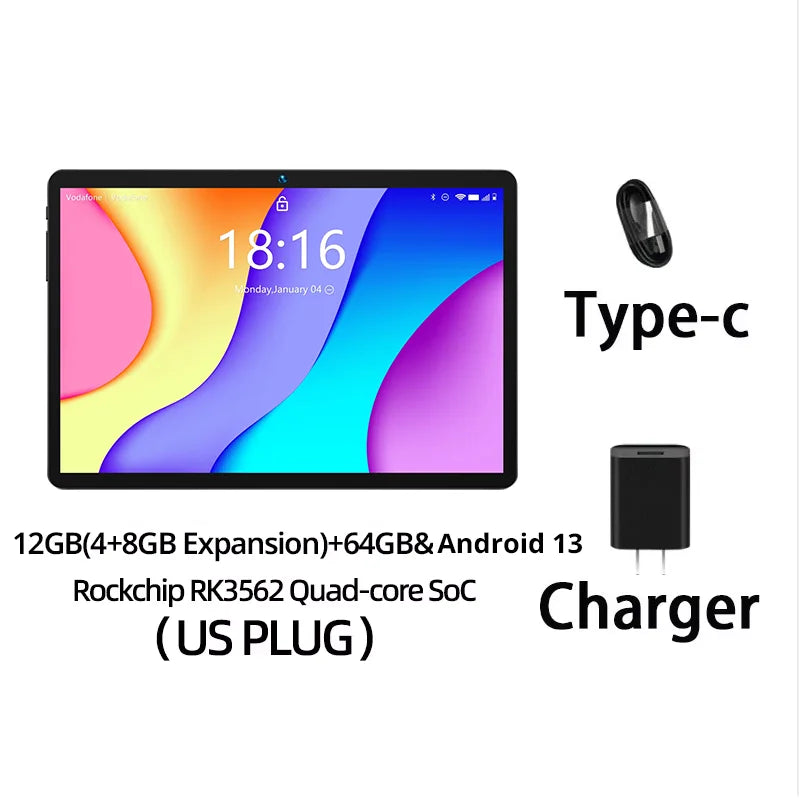 BMAX Kids Tablet I9 Plus Android 13 GPU G522EE 8GB RAM 64GB ROM 10.1 Inch Allwinner RK3562 Quad Core Port Tablets PC WIFI 6