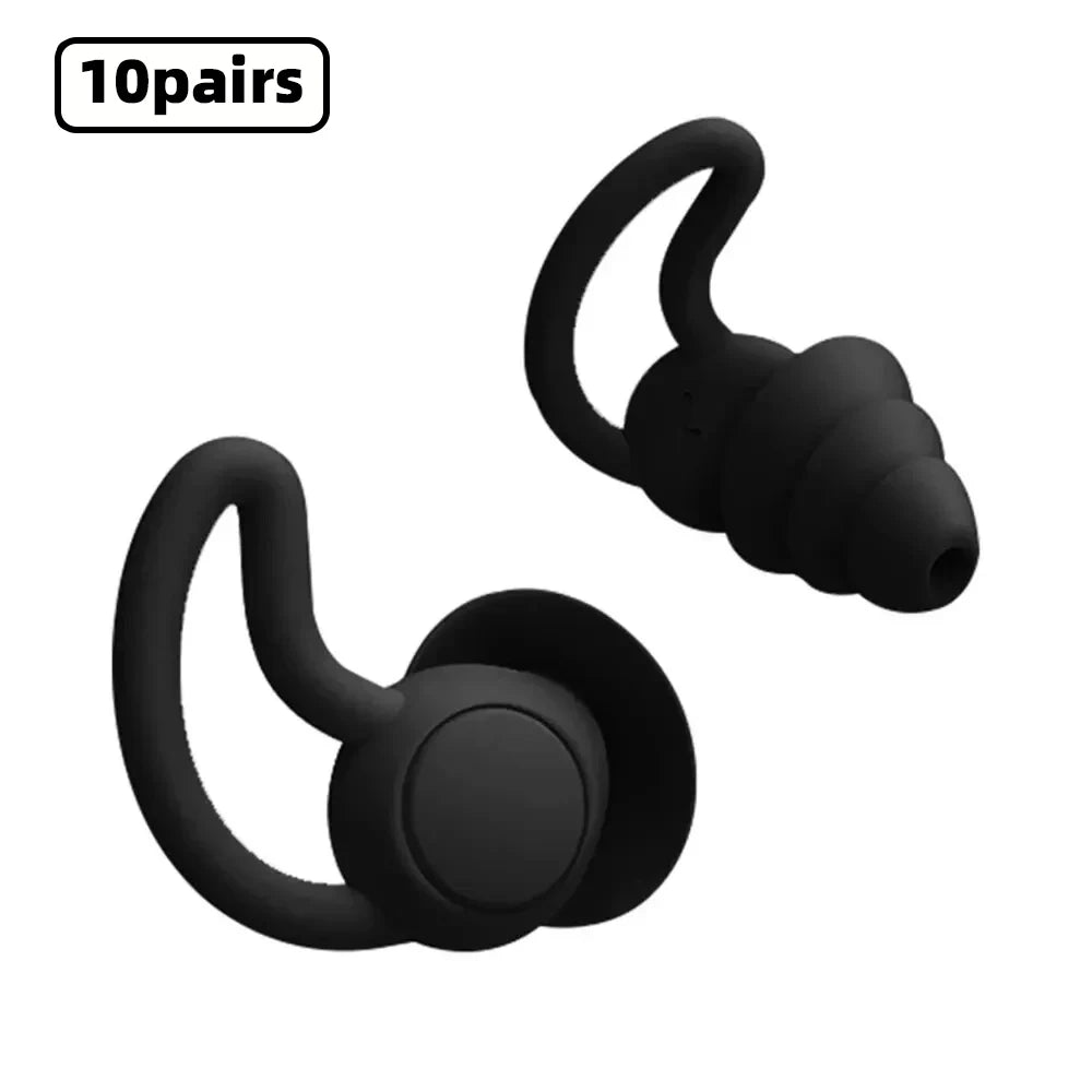 HUAK 3 Layer Ear  Work & Swim Silicone Earplugs – Noise Protection for Factories  Waterproof for Pools, Comfortable All Shift