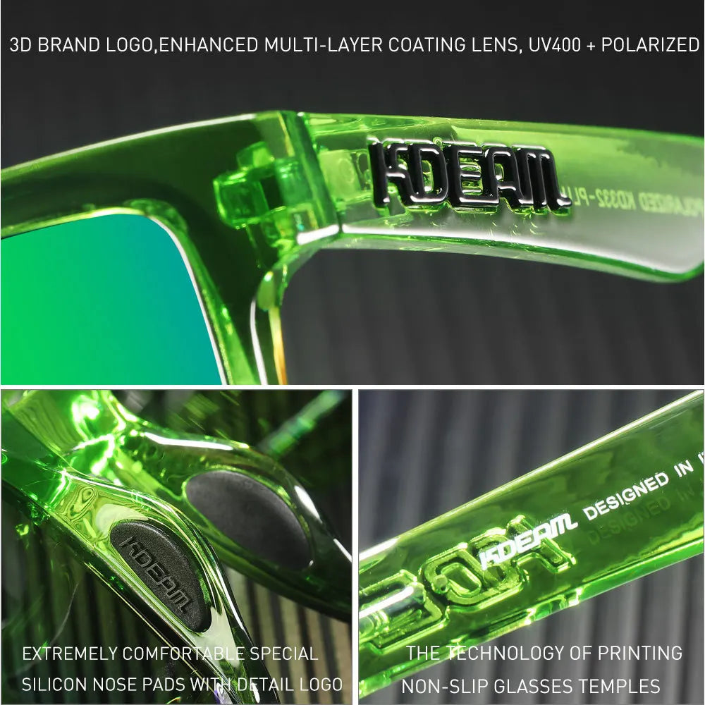 KDEAM Large Size Square Men's Sunglasses Polarized Photochromic Oversized Sun Glasses Fashion Women Shades Upgraded Edition