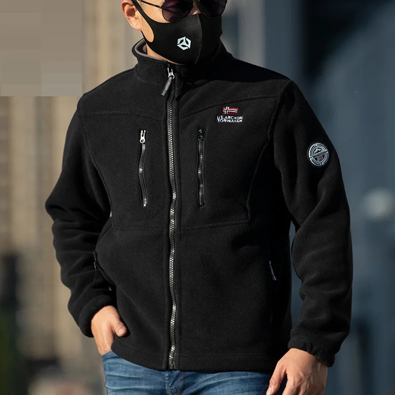 New Men's Fleece Jacket Warm Fit Sweater Casual Coat Polar Fleece Autumn Winter Jackets Men Stand Colar Fashion Clothing Tops