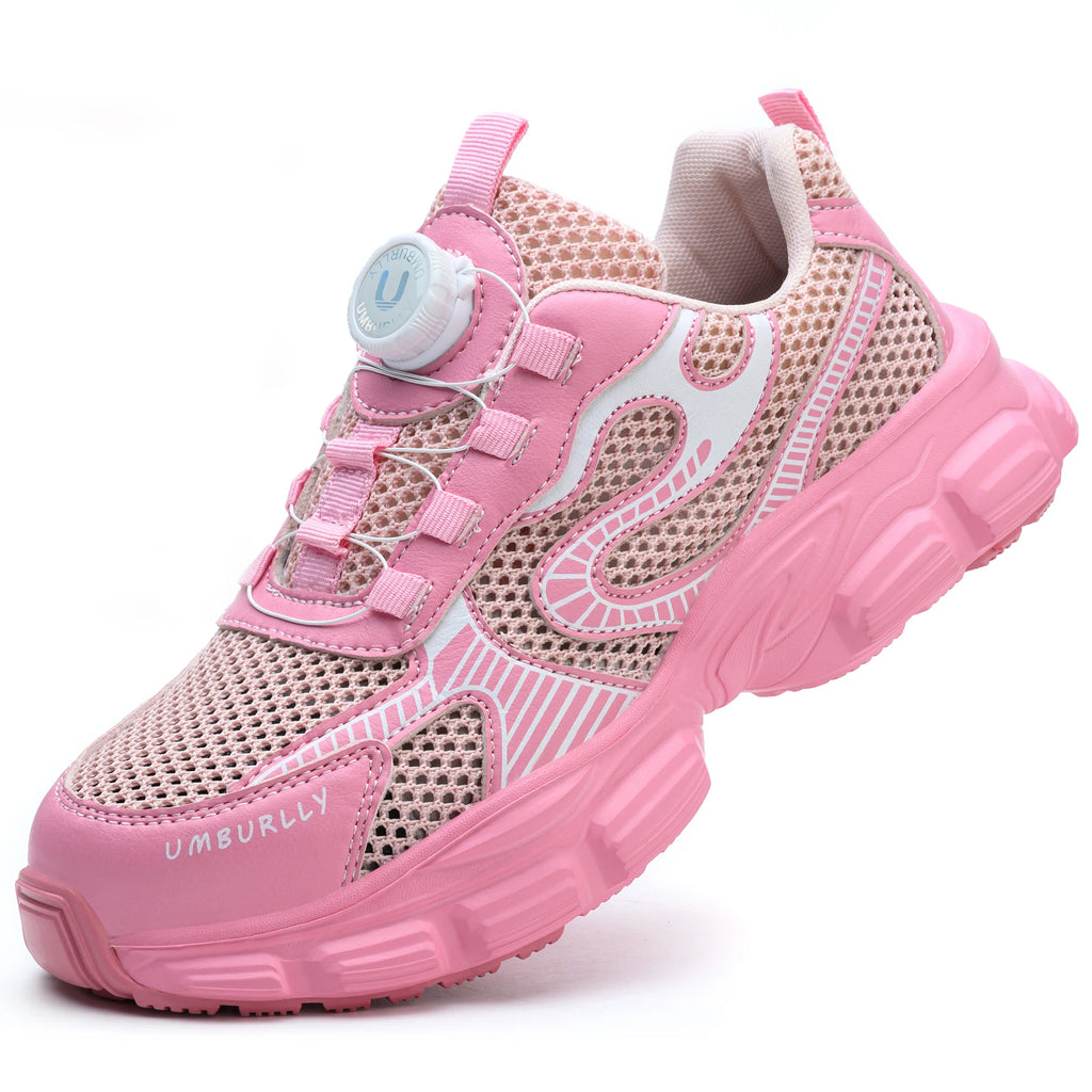 Summer Button Women's Steel Toe Safety Shoes Breathable Upper Work Shoes for Factory Workshop Smashing Comfortable Ladies Work F
