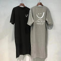 Women's Summer Short Sleeve T Shirt Dress Loose Fit Mid Length Over Knee