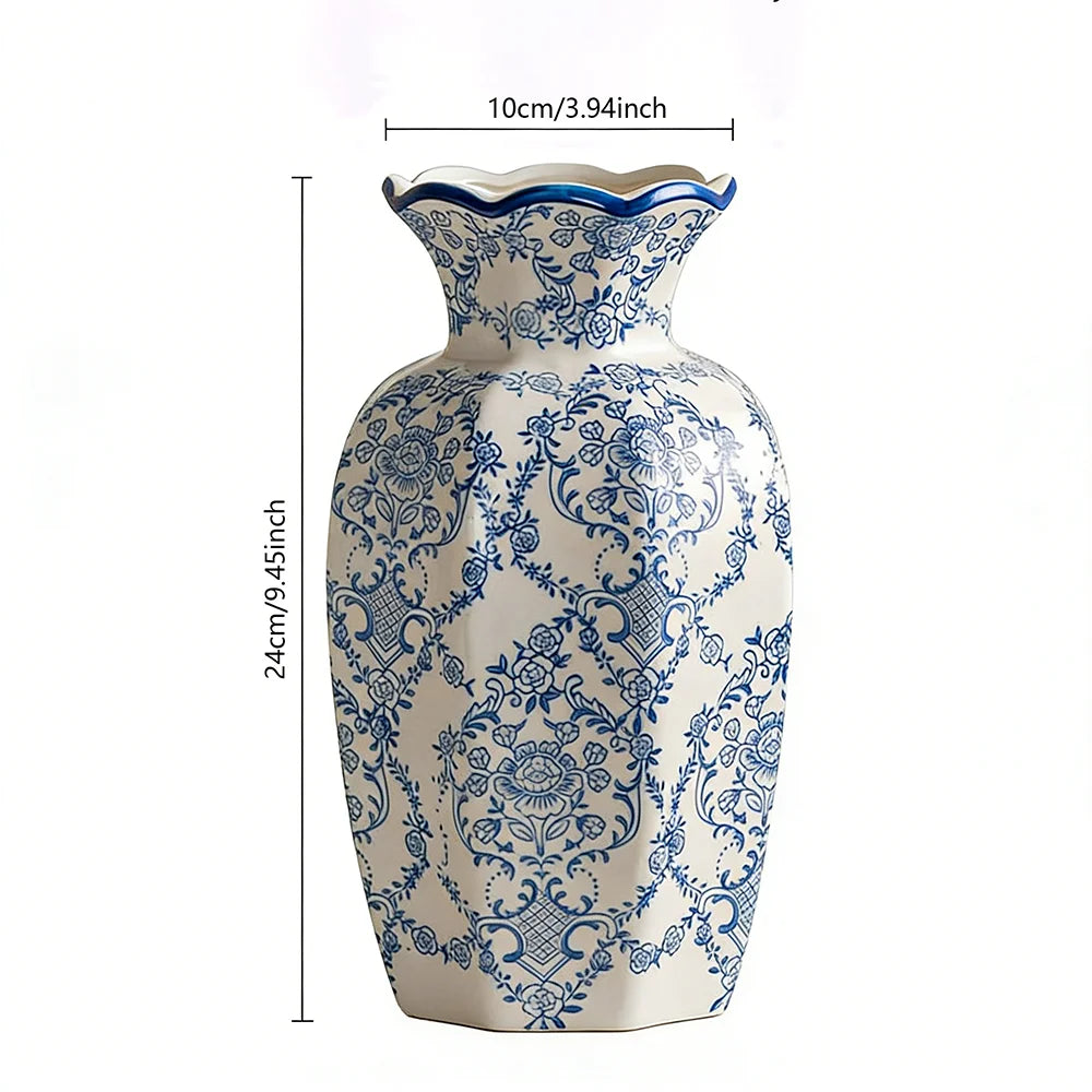 Classical Ceramic Vase Blue and White Procelain Hand Painted Vase for Flower Home Decor Desktop Flower Arrangement Tabletop Vase