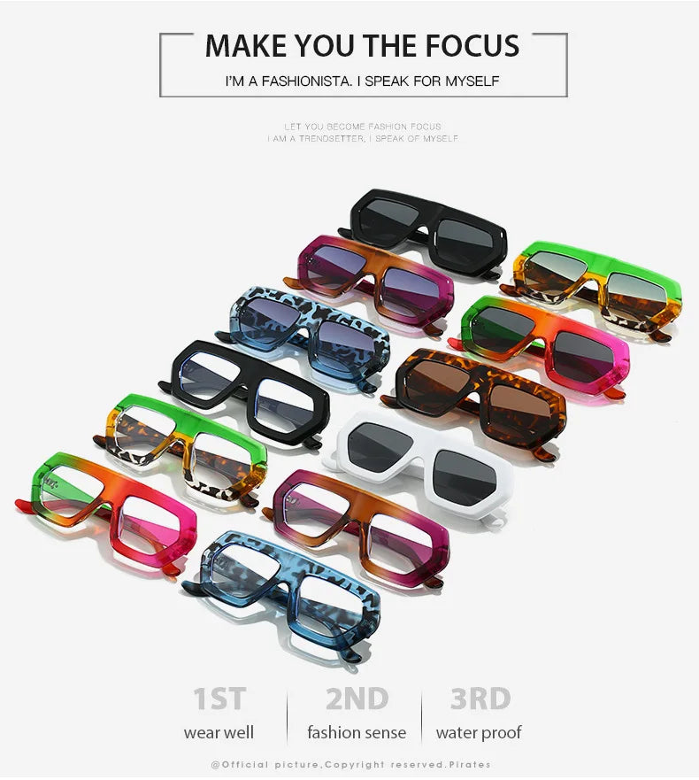 Irregular Sunglasses Sunglasses Ins Travel Street Shooting Colored Sunglasses Female Punk Style Rectangular Leopard Print Outdoo