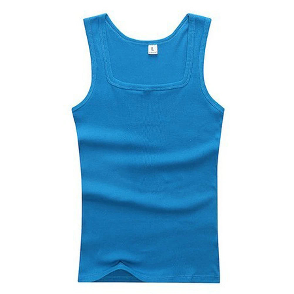 Men's Close-fitting Vest Cotton Tank Top Men Fitness Elastic Casual O-neck Breathable Bodybuilding Sleeveless Vest Male Tanks