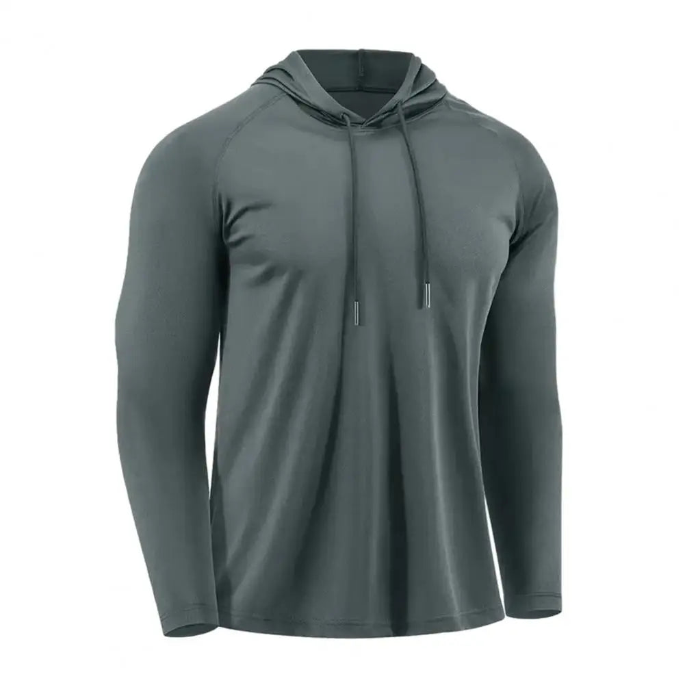 Men's Quick Dry Long Sleeve Hoodie Sweat-Wicking Gym Training T-Shirt Loose Fit For Running Basketball Sports Jogging Training