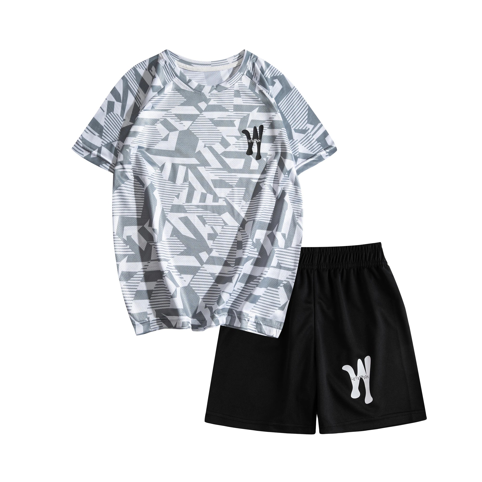 Dubbped Kids Running Clothes Sets Boys Football Jersey Short Sleeve Children Sports Training Uniforms Soccer Jerseys 2-piece Set