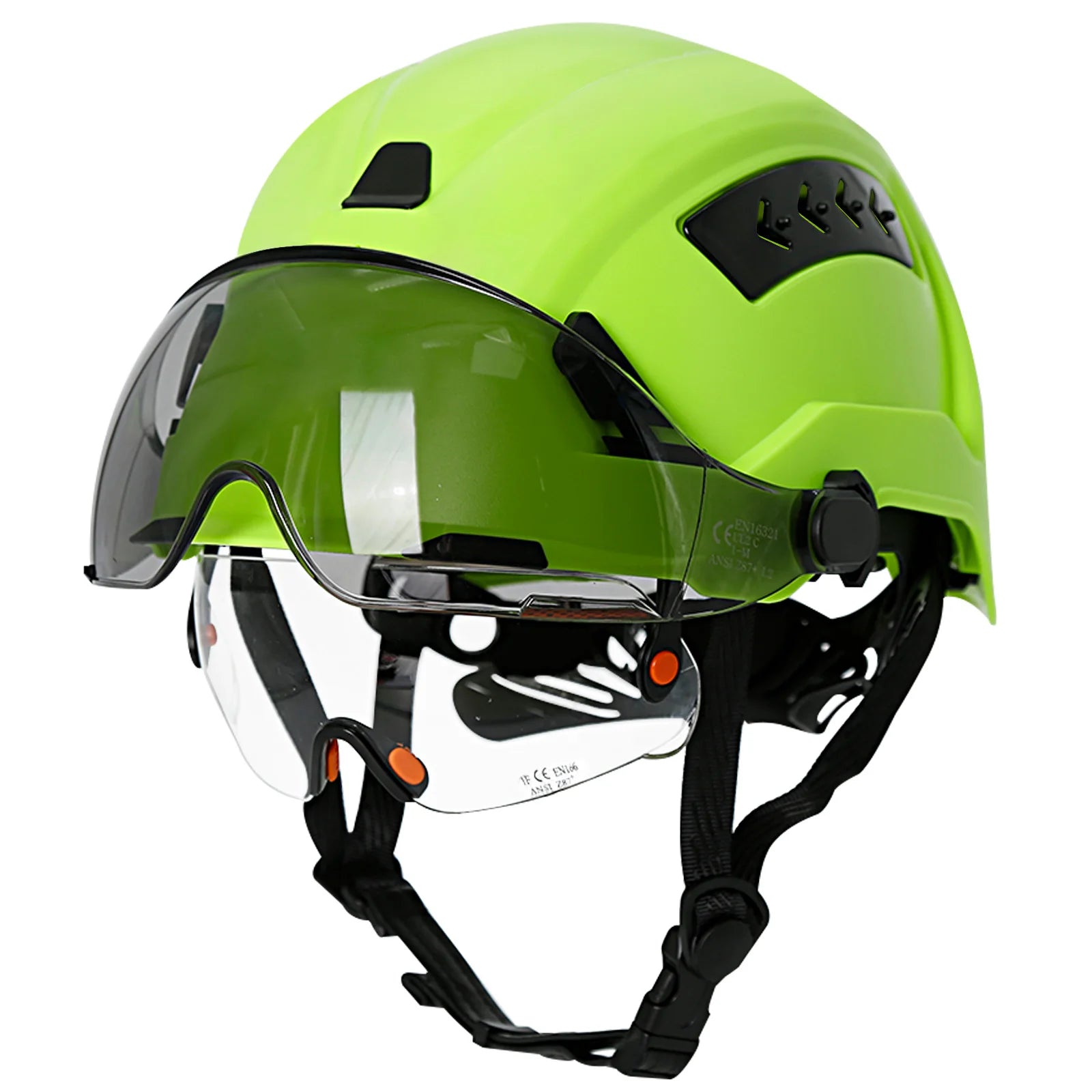 CE Construction Safety Helmet with Double Goggles Built-In Visors Reflective Stickers Hard Hat ANSI Industrial Work Engineer Cap