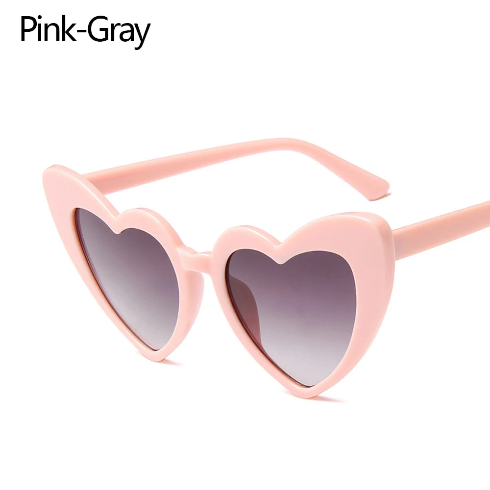 Ladies Fashion Metal Frame Sunglasses Fancy Dress Retro Heart Shaped Gradient Lens Sunglasses UV 400 Outdoor Goggles