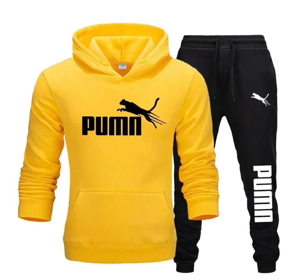 New Autumn and Winter Men's Pullover Hoodie and Pants Two-Piece Set Fashionable Trendy Fitness Casual Sportswear