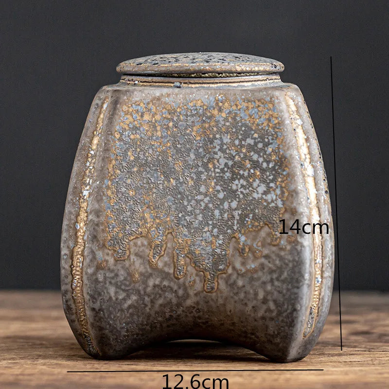 Vintage Stoneware Tea Caddy Ceramic Airtight Jar Storage Tea Cans Tea Box Storage Tank Tea Container Decorative Jar Sugar Bowl