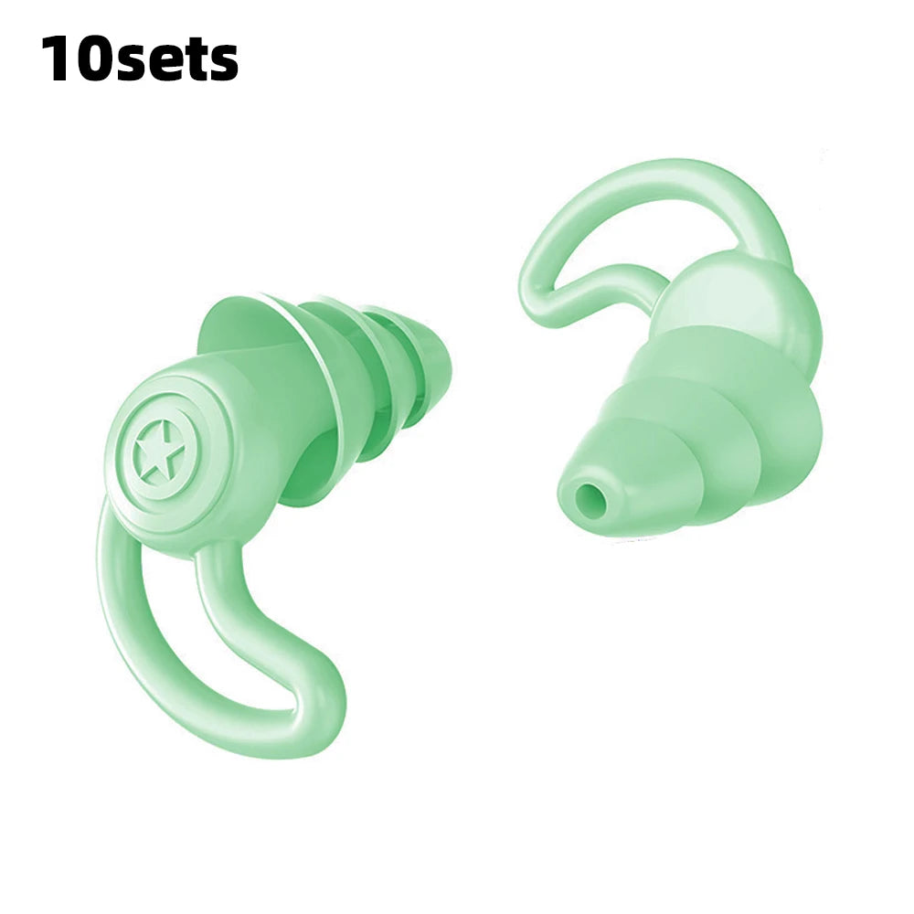 HUAK 3 Layer Ear  Work & Swim Silicone Earplugs – Noise Protection for Factories  Waterproof for Pools, Comfortable All Shift
