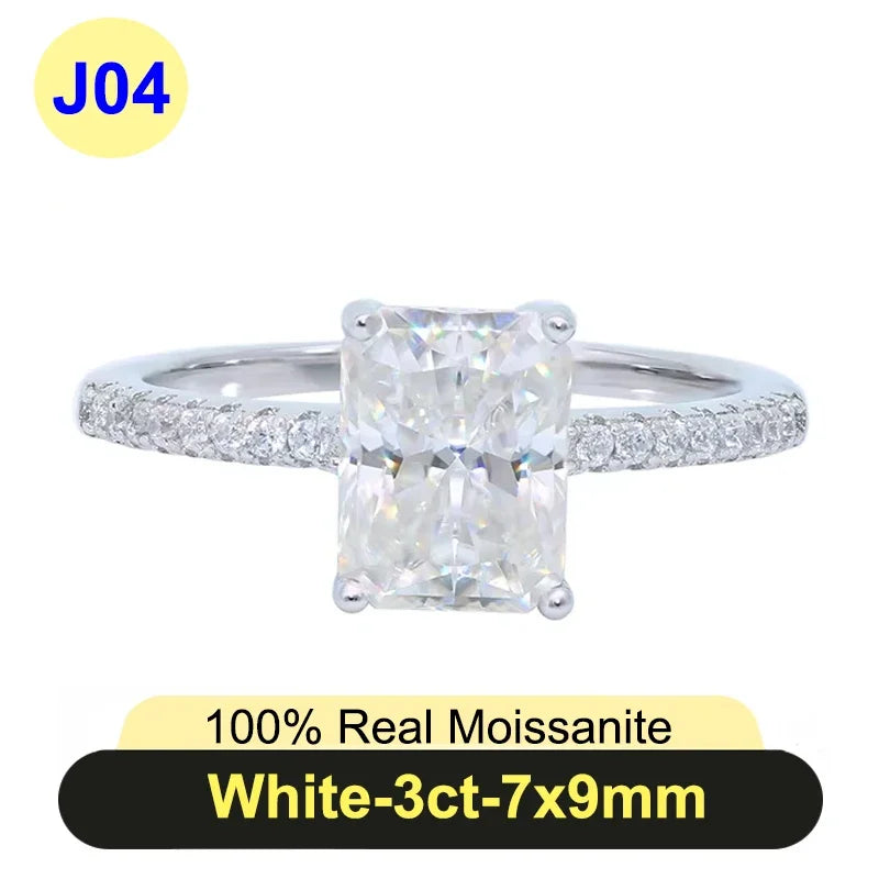 PureNew 1ct-4ct Radiant Cut Full Moissanite Diamond Rings For Women Original 925 Silver Luxury Oval Cut Lady's Diamond Ring 2025