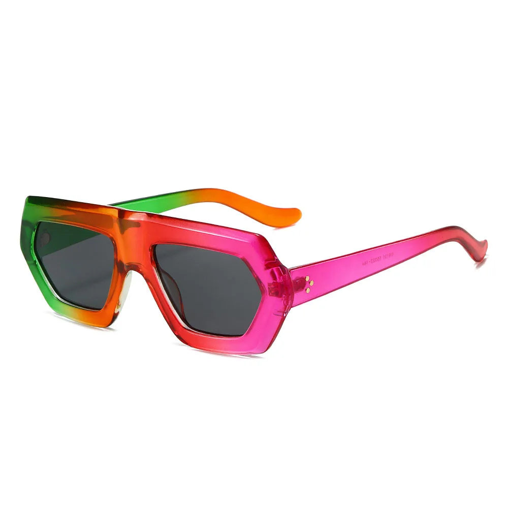 Irregular Sunglasses Sunglasses Ins Travel Street Shooting Colored Sunglasses Female Punk Style Rectangular Leopard Print Outdoo
