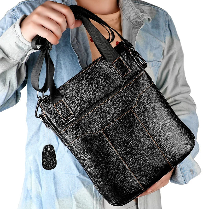 Fashion Men's Cow Leather Crossbody Bag Man Shoulder Bag Casual Male Top-handle ipad Bag For Men