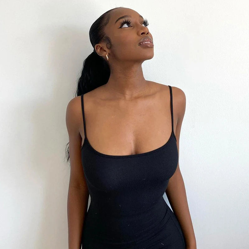 Elegant Black Bodycon Maxi Dress Women Sleeveless Backless Summer 2024 Party